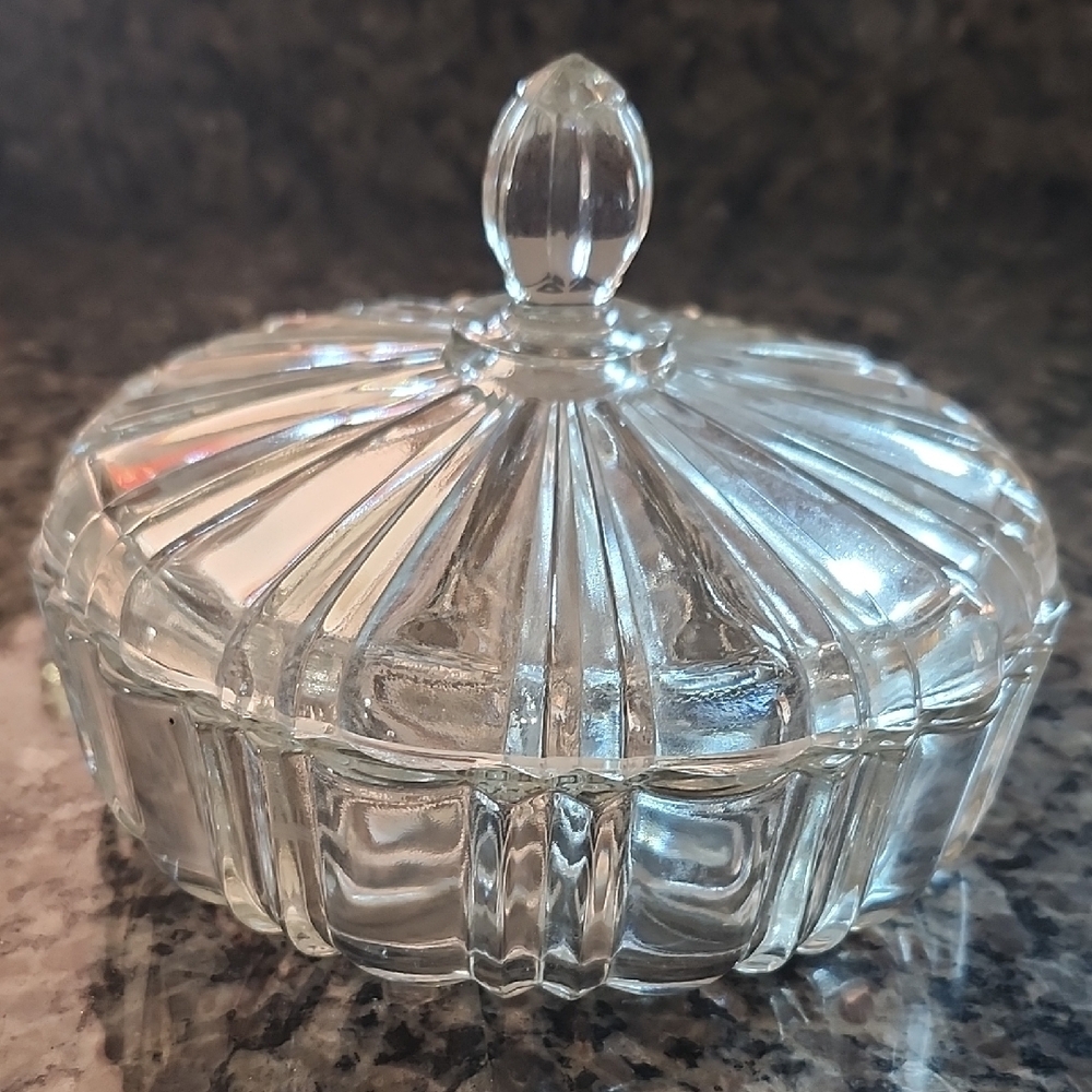 Elegant Cut Glass Candy Dish with Lid